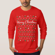 Merry Christmas Long Sleeve Red T Shirt