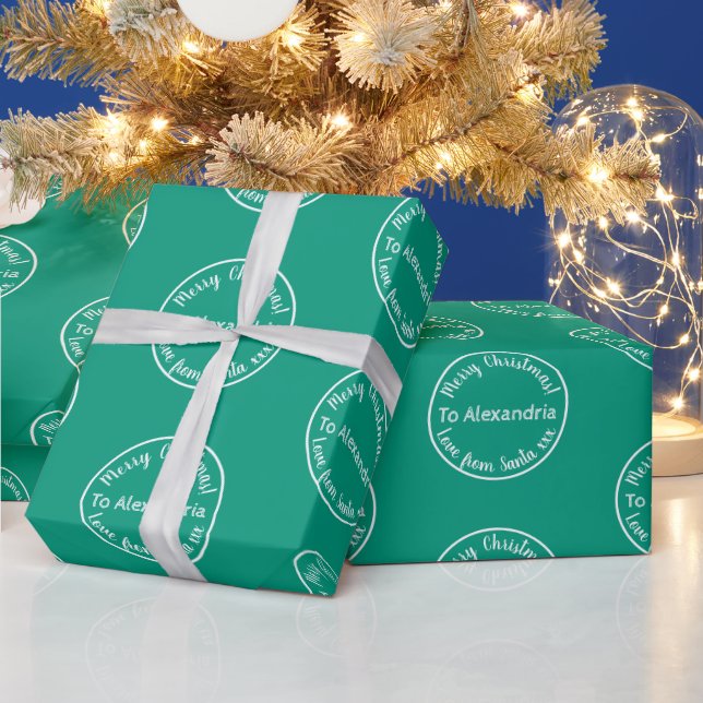 Merry Christmas Love From Santa Bright Green Wrapping Paper (Holidays)