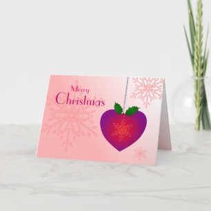 Merry Christmas Love. Heart and snowflakes Holiday Card