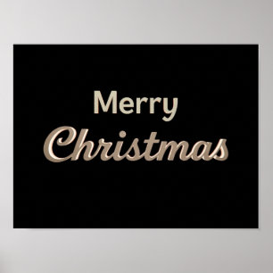 Merry Christmas Luxury Typography Poster Paper H01