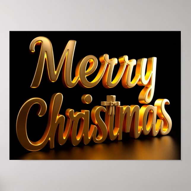 Merry Christmas Luxury Typography Poster Paper H04 (Front)