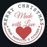 Merry Christmas Made With Love Classic Round Sticker<br><div class="desc">Share your festive happiness with baked goodies. Add the Merry Christmas stickers with made with love typography to  add a special touch.</div>