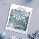 Merry Christmas Magical Winter Wonderland Favour Bag<br><div class="desc">Embrace the magic of the holiday season with our customizable Christmas Favour Bag. Adorned with a mesmerizing snowflake design in hues of blue and purple, this bag is a testament to the beauty of winter. The centre of the bag features a customizable message, allowing you to add a personal touch...</div>