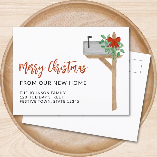 Merry Christmas Mailbox Moving  Announcement Postcard (Creator Uploaded)