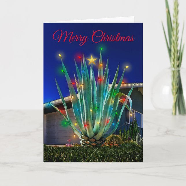 Merry Christmas Majestic Agave Glow Holiday Card (Front)