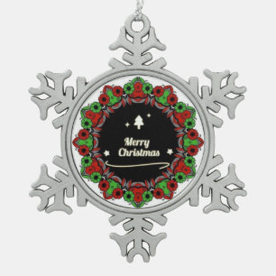 Merry Christmas mandala designs Snowflake Pewter Christmas Ornament