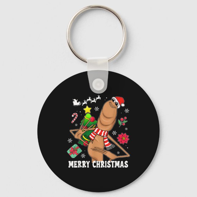 Merry Christmas Marcus The Worm Funny Unhinged Mem Keychain (Front)