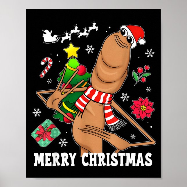 Merry Christmas Marcus The Worm Funny Unhinged Mem Poster (Front)