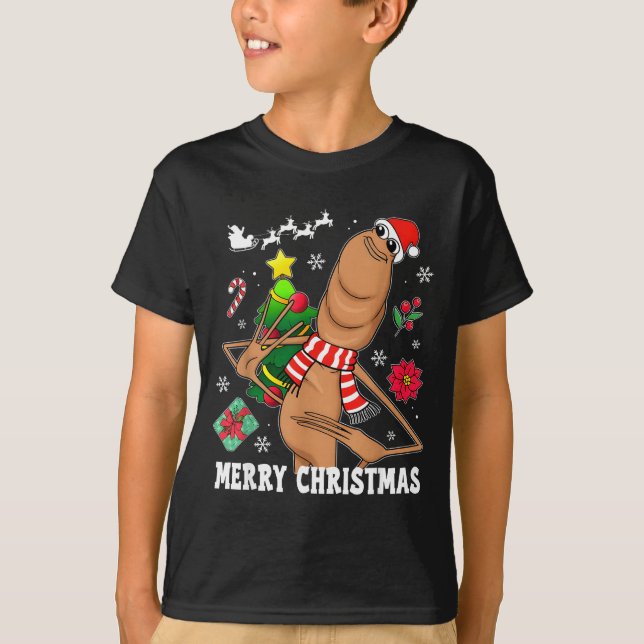 Merry Christmas Marcus The Worm Funny Unhinged Mem T-Shirt (Front)