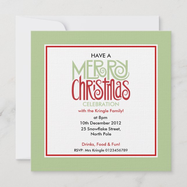 Merry Christmas margarita green Square Invitation (Front)