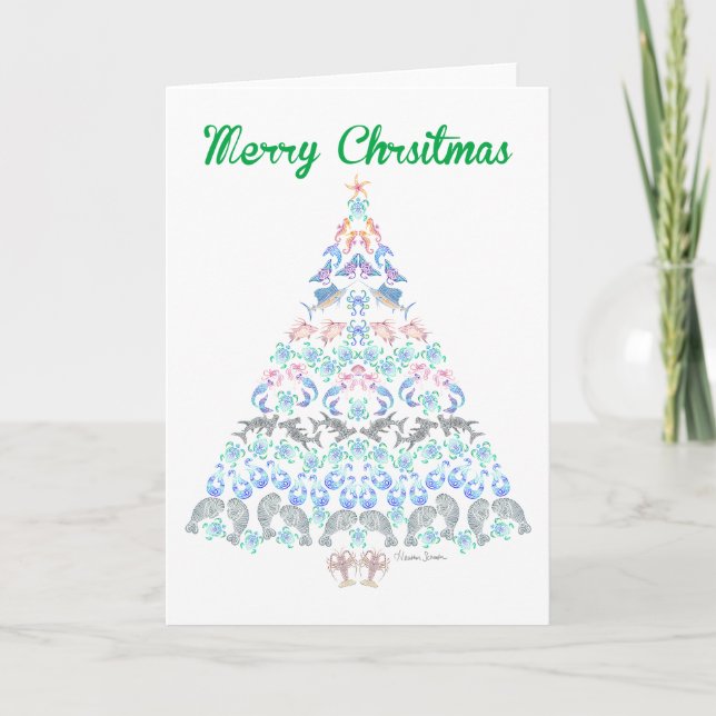 Merry Christmas Marine Tree Holiday Card (Front)
