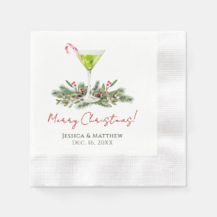 Merry Christmas Martini Cocktail Party Custom Napkin