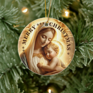 Merry Christmas | Mary virgin | Ceramic Ornament
