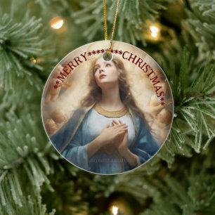 Merry Christmas Mary virgin Ceramic Ornament