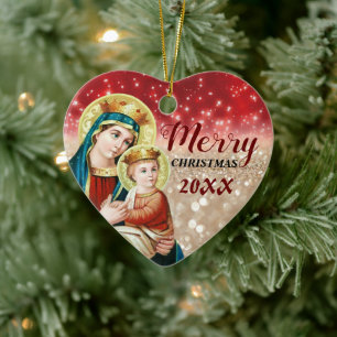 Merry Christmas   Mary virgin   Ceramic Ornament
