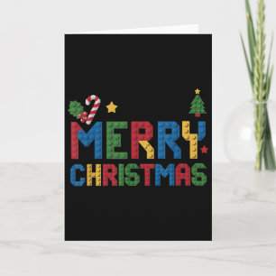Merry Christmas Master Builder Kids Building Block Card