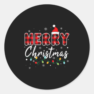 Merry Christmas Matching Family Pajamas Santa Holi Classic Round Sticker