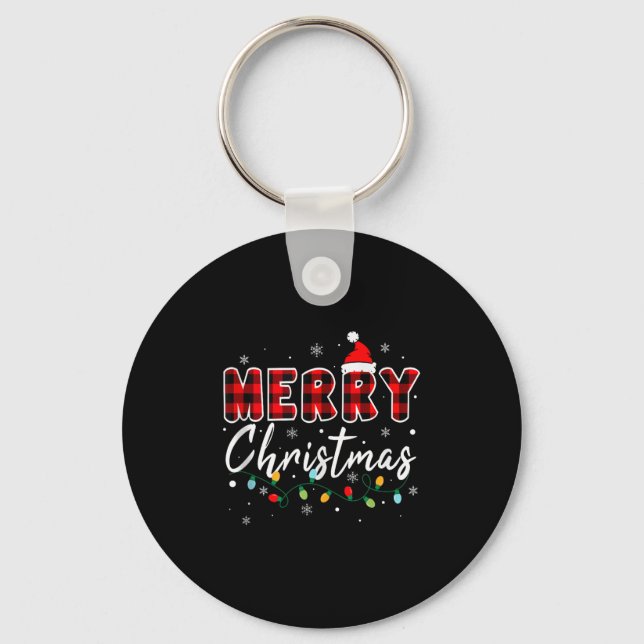 Merry Christmas Matching Family Pajamas Santa Holi Keychain (Front)