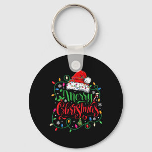 Merry Christmas Matching Family Santa Hat Lights X Keychain