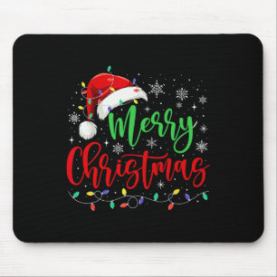 Merry Christmas Matching Family Santa Hat Lights X Mouse Pad