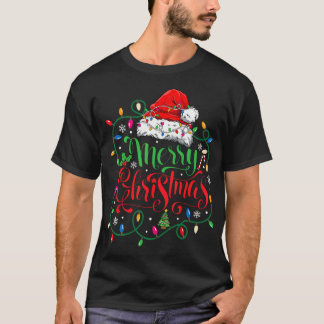 Merry Christmas Matching Family Santa Hat Lights X T-Shirt