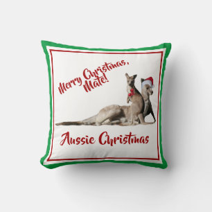 Merry Christmas Mate Santa Kangaroos Throw Pillow