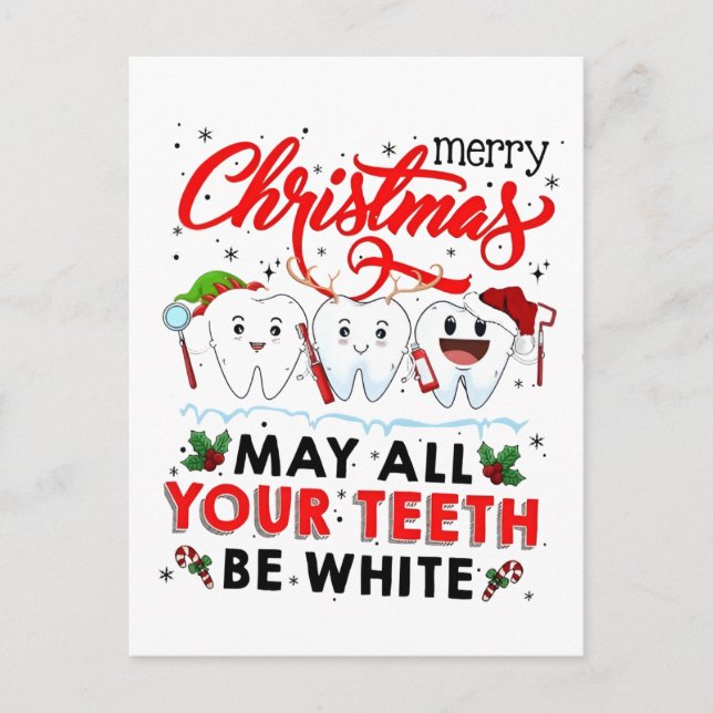 Merry Christmas May All Your Teeth Be White   Invitation Postcard (Front)