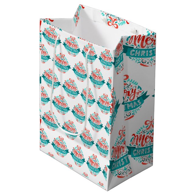 Merry Christmas Medium Gift Bag (Front Angled)