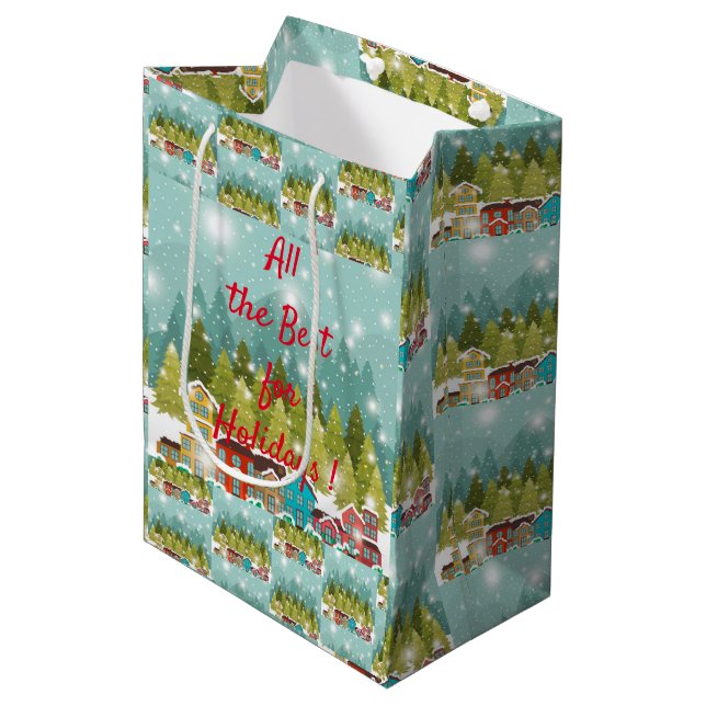 Merry Christmas Medium Gift Bag (Front Angled)