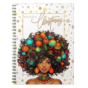 Merry Christmas Melanin Woman Black Girl Magic Sis Notebook
