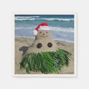 Merry Christmas Mele Kalikimaka Sandman Snowman Napkin
