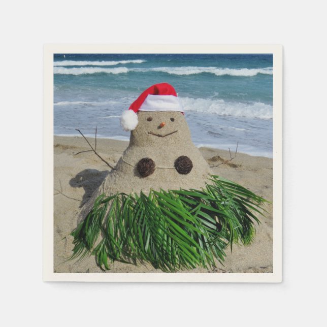 Merry Christmas Mele Kalikimaka Sandman Snowman Napkin (Front)