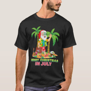 Merry Christmas Mele Kalikimaka Santa Surfing Surf T-Shirt