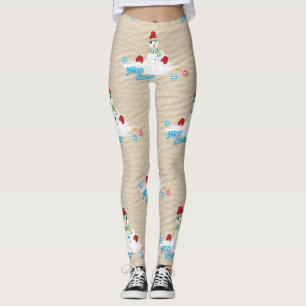 merry christmas melting snowman leggings