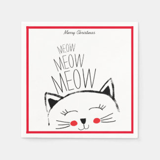 Merry Christmas Meow cute Cat Napkin