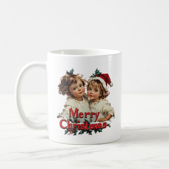 Merry Christmas - Merry Christmas with Cute Child Coffee Mug (Left)