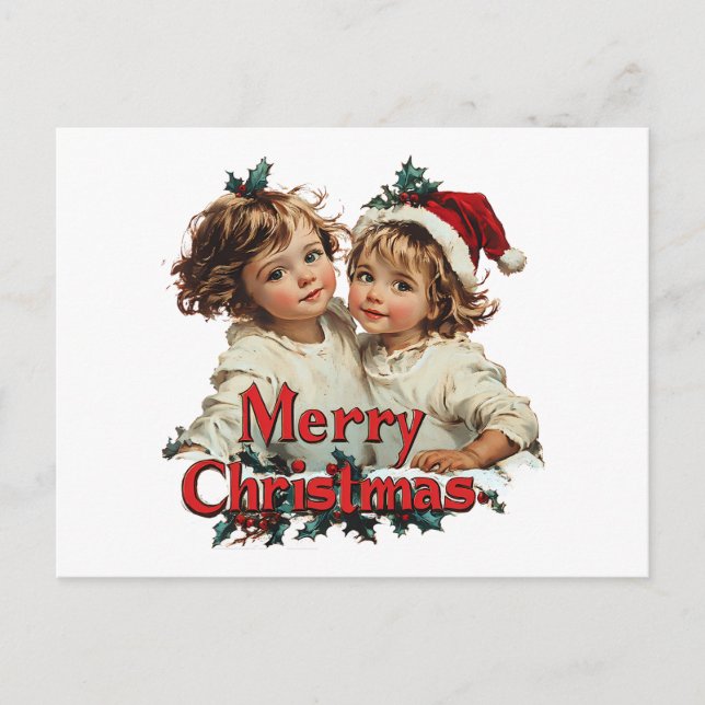 Merry Christmas - Merry Christmas with Cute Child Postcard (Front)