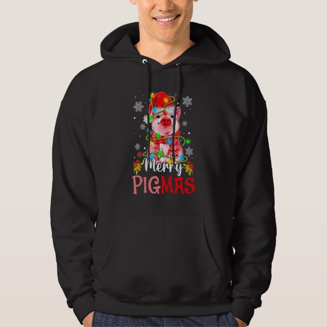Merry Christmas Merry Pigmas Cute Pig  Xmas  3 Hoodie (Front)
