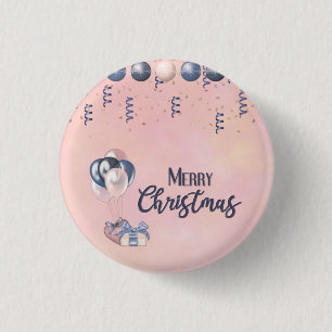 Merry Christmas Message Baubles, Gifts & Balloons 1 Inch Round Button