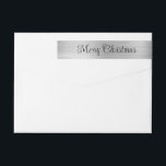Merry Christmas Metallic Silver Black Wrap Around Label<br><div class="desc">Faux silver foil shimmer strip Christmas return address labels for your mailing list.
Add your names and contract information in the fonts of your choice.
The foil is digital art that prints like a photo.</div>