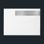 Merry Christmas Metallic Silver White Calligraphy Wrap Around Label<br><div class="desc">Faux silver foil shimmer strip Christmas return address labels for your mailing list.
Add your names and contract information in the fonts of your choice.
The foil is digital art that prints like a photo.</div>