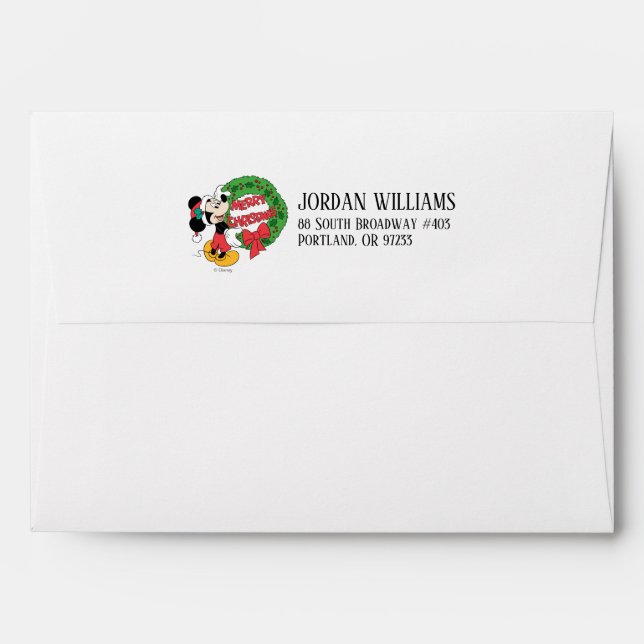 Merry Christmas | Mickey Mouse Holiday Wreath Envelope (Back (Top Flap))