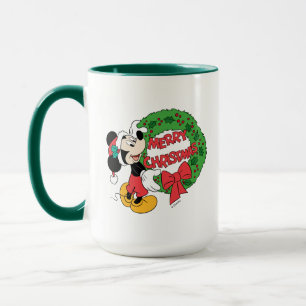 Merry Christmas   Mickey Mouse Holiday Wreath Mug
