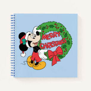 Merry Christmas   Mickey Mouse Holiday Wreath Notebook