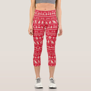 Merry Christmas   Mickey Mouse Snowflake Pattern Capri Leggings