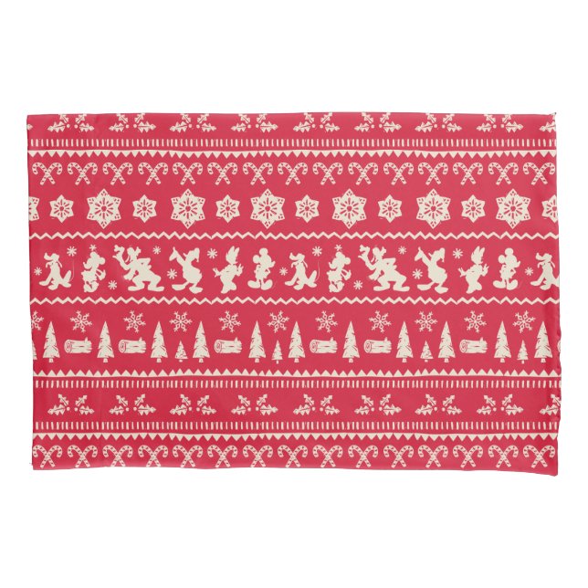 Merry Christmas | Mickey Mouse Snowflake Pattern Pillowcase (Front)