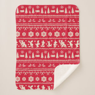 Merry Christmas   Mickey Mouse Snowflake Pattern Sherpa Blanket