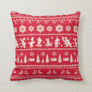 Merry Christmas Mickey Mouse Snowflake Pattern Throw Pillow
