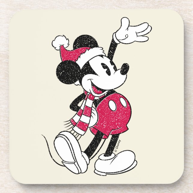 Merry Christmas | Mickey Mouse Vintage Santa Claus Coaster (Front)