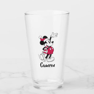 Merry Christmas   Mickey Mouse Vintage Santa Claus Glass